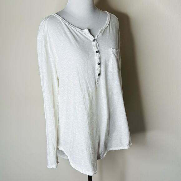 Free People We the Free White Burnout Henley - Picture 3 of 6